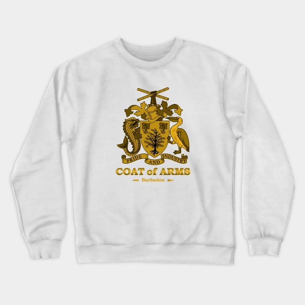 Barbados Coat of Arms Gold Crewneck Sweatshirt by IslandConcepts